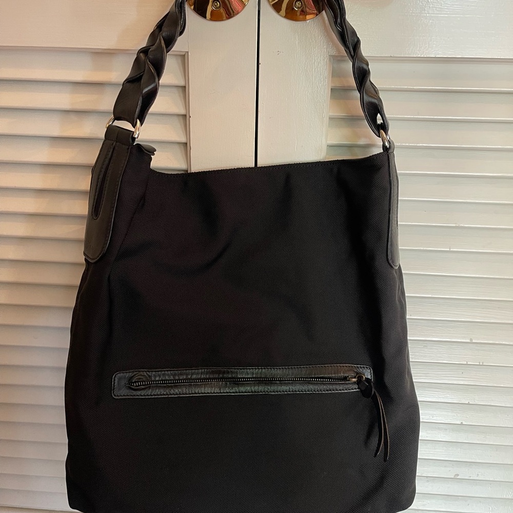 Hogan Leather Braided-Trimmed Canvas Tote